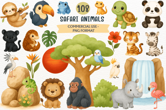 Download Watercolor Safari Animals PNG Clipart - Safari animals png Collection