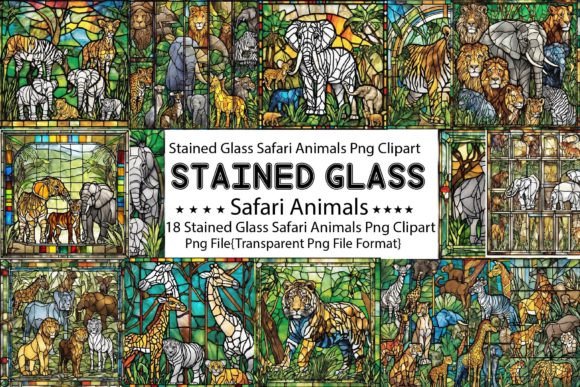 Download Stained Glass Safari Animals PNG Bundle - Safari animals png Collection