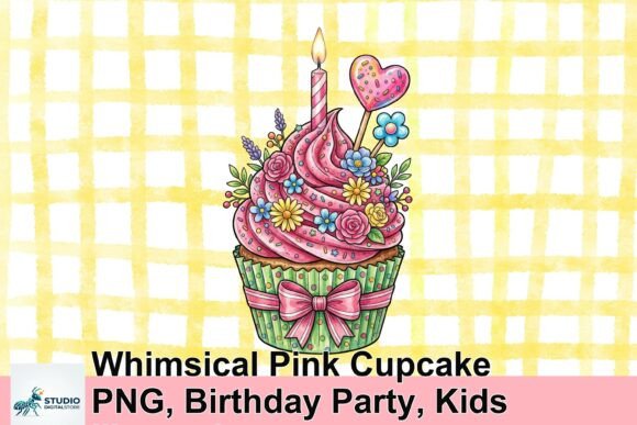 Download Whimsical Pink Cupcake PNG, Birthday Party, Kids Illustration - Kids illustration Collection