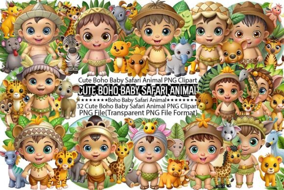 Download Cute Boho Baby Safari Animals PNG - Safari animals png Collection
