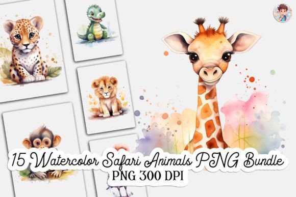 Download 15 Watercolor Safari Animals PNG Bundle - Safari animals png Collection