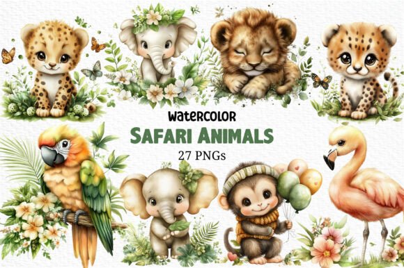 Download Watercolor - Safari Animals Png - Safari animals png Collection