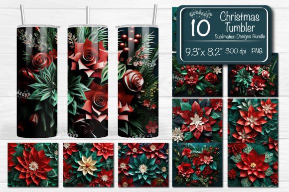 Download 3d Flower Tumbler Christmas Bundle PNG - Premium Bundle